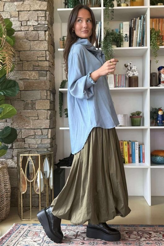 Perfect Chambray Denim Neckerchief Blouse Light